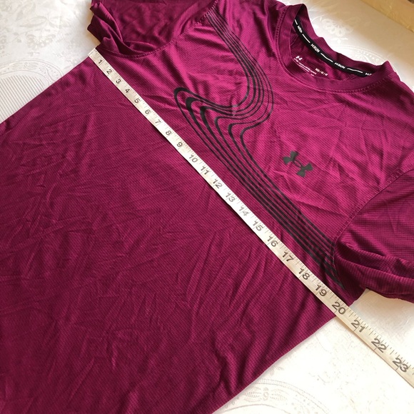 Under Armour Men’s Size M Burgundy Performance Running T-Shirt Activewear Top - Picture 5 of 12